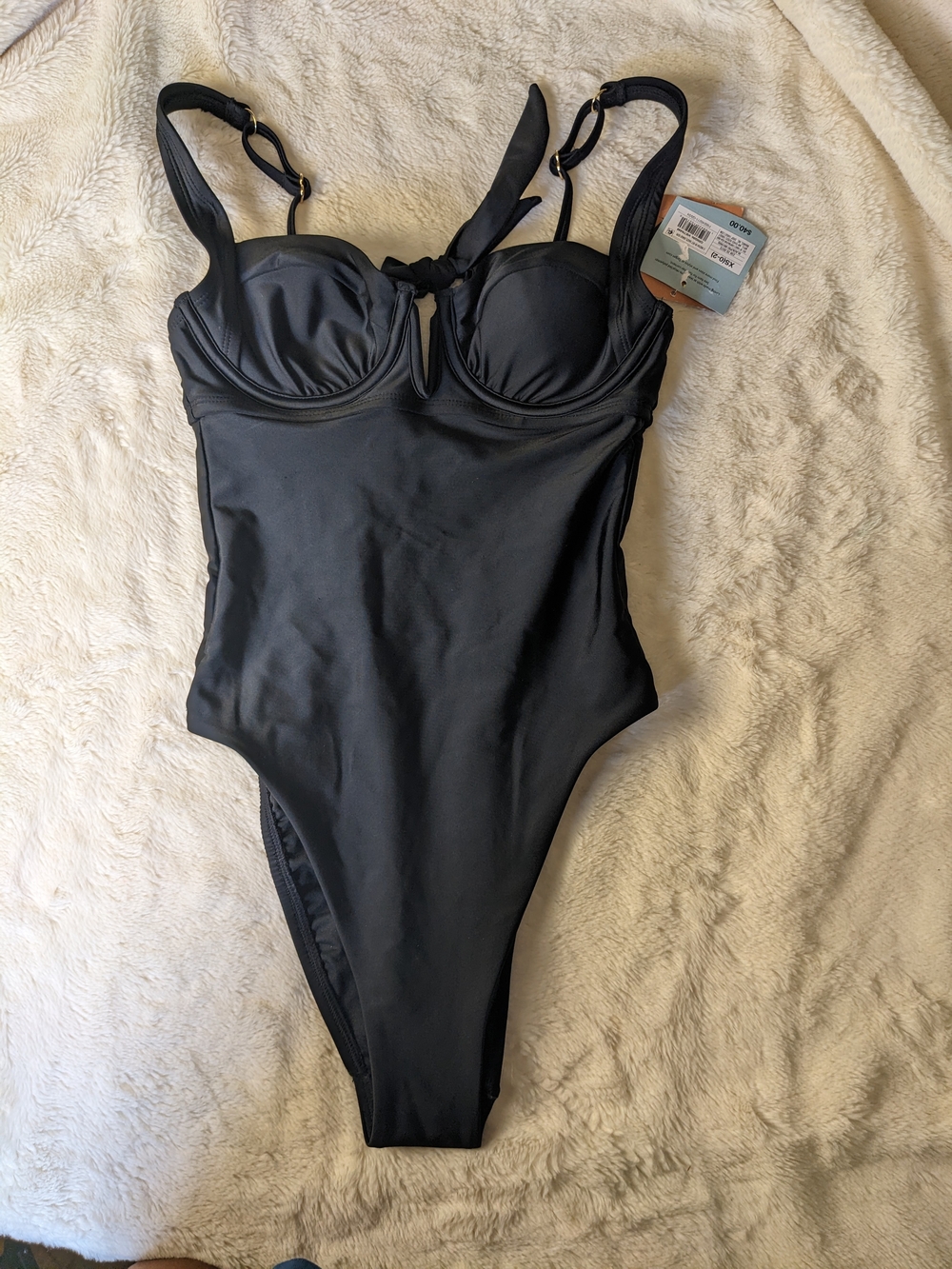Shade & Shore Black One-Piece Underwire Swimsuit